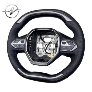 Volant sport multifonctionnel à 3 branches en cuir et fibre de carbone avec fonction de chauffage pour <span class=keywords><strong>Peugeot</strong></span> 206/<span class=keywords><strong>208</strong></span>/308/408/508/Mk1/<span class=keywords><strong>Gti</strong></span> - Product Image 3