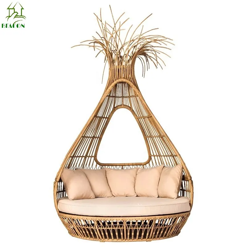 Finely processed high end outdoor garden patio PE rattan wicker aluminum frame backyard patio swing hanging chair