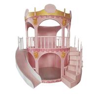 Chambre d'enfant de luxe européenne, magnifique château avec escalier pour lit superposé double ou simple, rose, avec rangement et toboggan