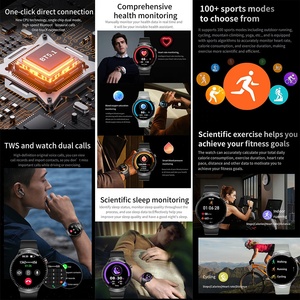 T100 Smartwatch IP67 Không Thấm Nước 2 Trong 1 TWS Earbuds Thông Minh Đồng Hồ Với Không Dây Earbuds Tiếng Ồn Giảm Bt Tai Nghe Cho Nam Giới Phụ Nữ - Product Image 4