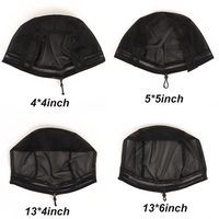 Bonnet de perruque noir en dentelle avec cordon de serrage, en forme de U, élastique, pour extensions capillaires