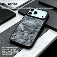 Coque de téléphone portable iPhone18p à rayures animalières noir et blanc |   Coque de protection anti-empreintes digitales et anti-rayures en verre de dureté 9H