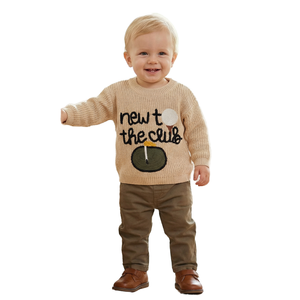 Pull en coton pour bébé, tricoté, avec broderie personnalisée, cadeau écologique pour nouveau-né, garçon ou fille - Product Image 2