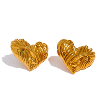 JINYOU 2504 acier inoxydable coeur amour grandes boucles d'oreilles pour les femmes prévenir les allergies or argent romantique Texture personnelle bijoux