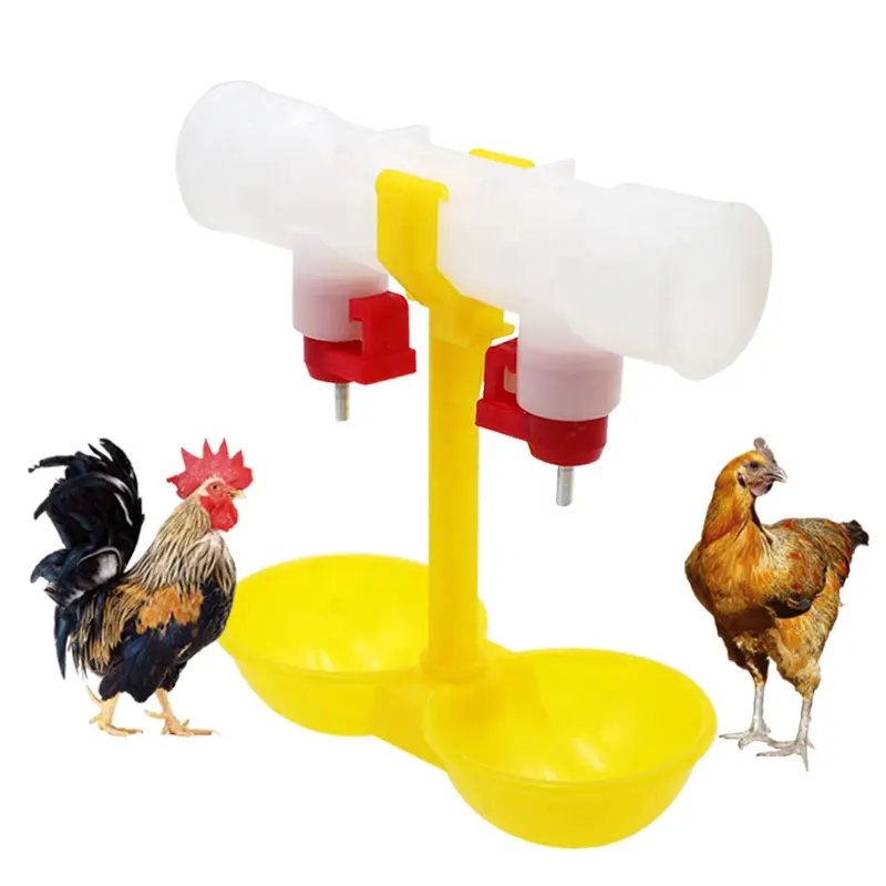 Accesorio de línea para beber para aves de corral, alimentador de agua para pollos, bebedero de llenado automático, bebedero de pezón para aves de corral con taza