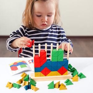 Fun Set Of Wooden Rainbow <strong>Blocks</strong> <strong>Children's</strong> Educational Early Learning Creative Construction Toys Geometric Shapes - Product Image 2
