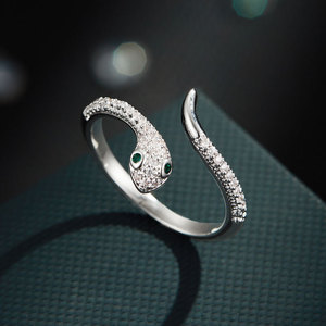 Snake Shape Open <b>Ring</b> Micro Set Zircon <b>Adjustable</b> For Women Fashion Jewelry Index Finger <b>Ring</b> - Product Image 1