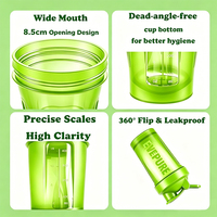 Nouvelles bouteilles shaker à protéines en PP de 13 oz avec poignée et fouet métallique, anti-fuite, sans BPA, compatibles lave-vaisselle, avec bouchon à clapet