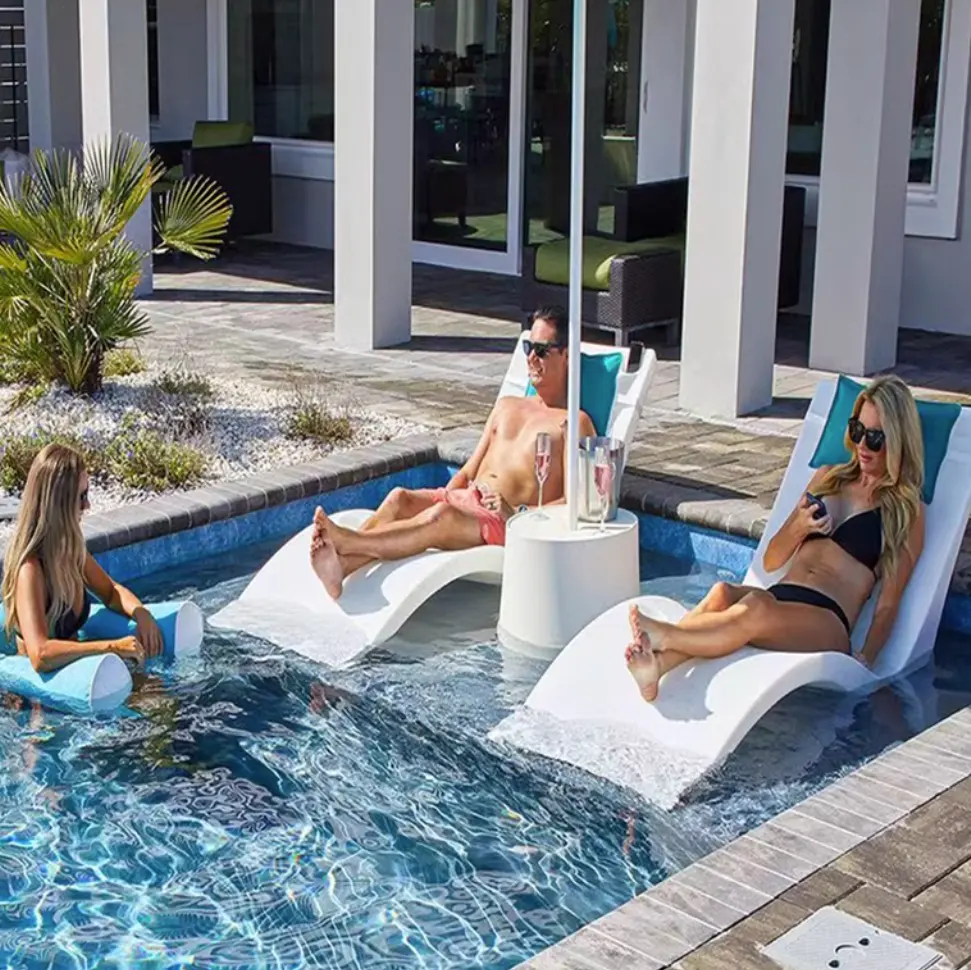 Luxus im Freien in der Pool liege Chaiselongue Tumbona de Fibra de Vidrio Strand Unterwasser-Glasfaser-Sonnen liegen