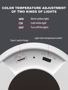 Luci a Disco Ricaricabili Magnetiche, Luce a Pressione con Batteria <span class=keywords><strong>da</strong></span> 400mAh, Luce Calda Gialla, Luce Fredda Bianca, Illuminazione per Armadio Adesiva - Product Image 4