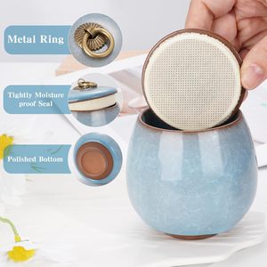 โกศเซรามิกขนาดเล็กสีเขียวขุ่นสำหรับใส่เถ้ากระดูกมนุษย์หรือสัตว์เลี้ยง  แบบสั่งทำพิเศษ - Product Image 4