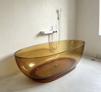 Baignoire autoportante moderne en résine colorée, baignoire de trempage couleur personnalisée pour hôtel, villa, salle de bain