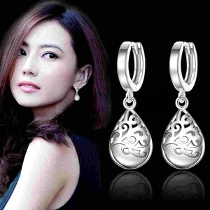 Orecchini a bottone da donna in argento Sterling 925 con fiore di pietra opale alla moda gioielli originali <span class=keywords><strong>per</strong></span> le donne Anti <span class=keywords><strong>allergia</strong></span> Drop Shipping - Product Image 2