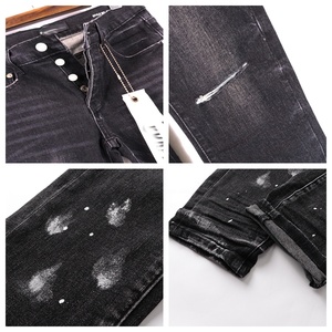 Jeans de mezclilla morados de alta calidad de marca de diseñador, estilo streetwear, con etiqueta 1.1, corte ajustado, skinny, baggy, acampanados, elásticos, diseño morado. - Product Image 2