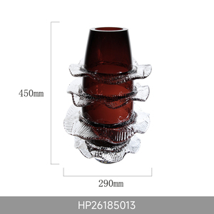 Vaso Alto <span class=keywords><strong>di</strong></span> Lusso in Vetro Soffiato a Mano <span class=keywords><strong>Rosso</strong></span> Borgogna con Texture Ondulata a Strati Effetto Ghiaccio per Centrotavola, Ideale per Hotel, Palazzi e Decorazioni Nuziali - Product Image 3