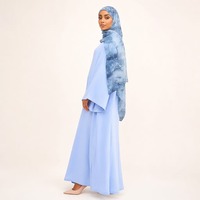 Abaya bleu pastel à manches espagnoles pour femmes, vêtements modestes, vêtements islamiques