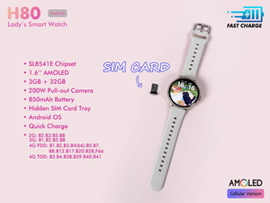 Nuevo Reloj Inteligente H80 Diamond 4G Android para Mujer, Pantalla AMOLED, 3+32GB, Tarjeta SIM, TikTok, WhatsApp, Videollamadas, Carga Rápida, SOS - Product Image 5
