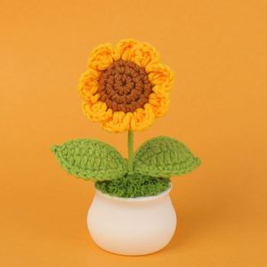Home Decor Smiling <b>Face</b> Crochet Sunflower <b>Pot</b> <b>Plant</b> for Mother's Day Easter Halloween - Product Image 3