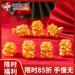 เครื่องประดับเรซิ่นรูปปี่เซียะชุบทองขนาดเล็ก สำหรับตกแต่งบ้าน รถยนต์ โต๊ะทำงาน เสริมฮวงจุ้ย ของสะสมสัตว์มงคล - Product Image 5