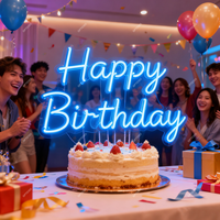 Pas de quantité minimale de commande joyeux anniversaire LED acrylique enseigne au néon suspendu LED publicité fête décoration de la maison personnalisé néon lumière