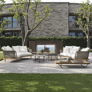 Style moderne Patio corde tissé en aluminium extérieur rayure <span class=keywords><strong>salon</strong></span> L forme canapé <span class=keywords><strong>jardin</strong></span> extérieur mobilier - Product Image 3