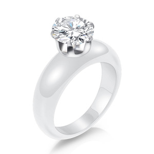 Ceramic Zircon Inlaid 8Mm <b>Couple</b> <b>Rings</b> White And Black Unisex Jewelry Gift For Valentine's Day - Product Image 3