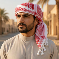 Écharpe carrée palestinienne Arafat Yashmagh Shemagh pour homme en polyester 50x50 avec pompons, vente en gros d'usine, best-seller