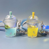 Porte-clés en acrylique mignon en forme de glace, porte-clés créatif en caoutchouc 3D, pendentif en forme de tasse, porte-clés en forme de boisson à bulles Boba, bibelots cadeaux en PVC