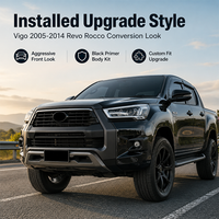 Kit carrosserie complet ABS noir apprêté pour Vigo 2005-2014, mise à niveau style Revo Rocco 2021-2024, extérieur de carrosserie