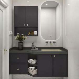 Mueble de Baño de Madera de Estilo Moderno y Sencillo de Alta Gama, Serie Gris, con Lavabo Individual y Espejo Inteligente, Fabricación de Fábrica - Product Image 6