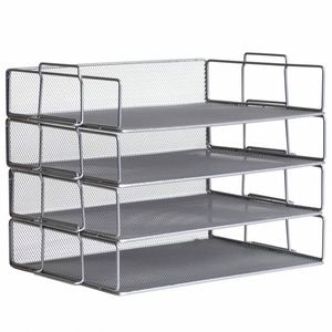 <b>Desktop</b> Letter Tray File Organizer Sorter Desk Document Organizer <b>Shelf</b> Tray Magazine Holder 4 Tier Stackable Heavy Duty Metal - Product Image 3
