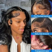 Pelucas de Cabello Indio Natural, Ondulado, Corto, Estilo Bob, 13x4 13x6, Pelucas con Frente de Encaje Transparente HD para Mujeres Negras, Cabello Remy Pre-Arrancado