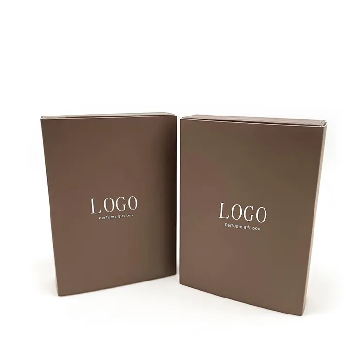 Groothandel Custom Logo Bruine Rechthoek Lege Papieren Doos Luxe Parfum Fles Verpakking Voor Cadeau