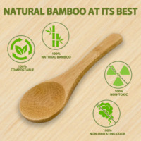 Vente en gros 10cm Mini cuillère en bois gravée miel Bambou Mini cuillère en bois pour cadeaux