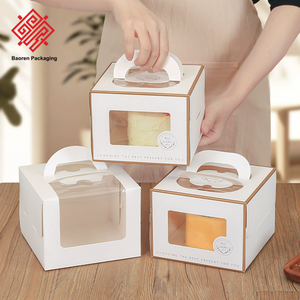 Baoren 6 8 10 12 Inch Square Rigid Cake <b>Box</b> With Clear Window Handle <b>Box</b> For Cake Transparent Packaging for Cupcakes & <b>Desserts</b> - Product Image 4