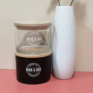 Tùy Chỉnh Nhãn 14Oz Trắng Đen Rỗng 2 Bấc Nến Thủy Tinh Container Bằng Gỗ Có Nắp Đậy Công Suất Lớn Đứng Cho Giáng Sinh Làm Nến - Product Image 6