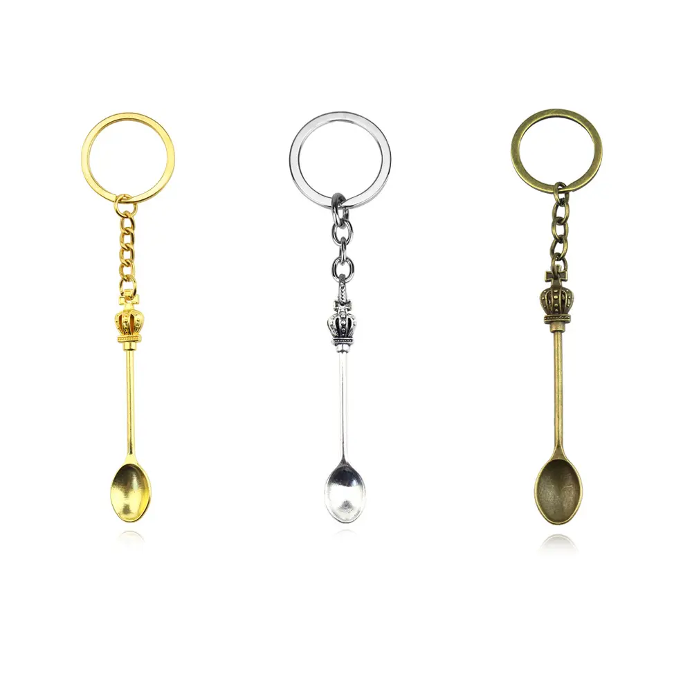 RENHUI 열쇠 고리 및 숟가락 도구 골드 미니 숟가락 열쇠 고리 주문 금속 열쇠 고리 열쇠 고리 보관 숟가락 열쇠 고리
