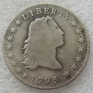 复制品美国飘逸头发美元1795镀银复制品装饰纪念币无磁性