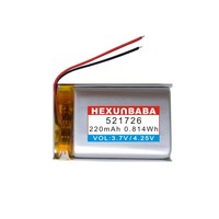 Baterai Li-Ion Polimer 3.7V 220mAh 521726 2 Kabel untuk Pena Rekaman Speaker Headphone MP3 Jam Tangan Pintar Smartband 551726 L075