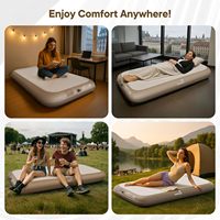 Matelas pneumatique moderne en TPU Drop Stitch, taille double, pompe intégrée, capacité de 1100 lb, portable pour le camping et l'usage domestique