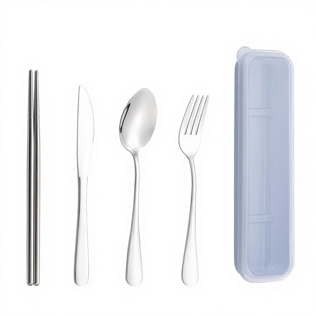 Hot b-blue knife fork spoon chopsticks set of four