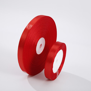 Commercio all'ingrosso della fabbrica nastro di raso in poliestere 100% rotolo faccia singola 3.8cm di larghezza in rosso per l'avvolgimento di natale tutte le dimensioni disponibili - Product Image 4