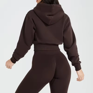 Vestes à Capuche Full Zip de <span class=keywords><strong>Fitness</strong></span> avec Poches pour Femmes, Hauts de Yoga Chauds à Manches Longues, Vêtements de Sport d'Entraînement - Product Image 6
