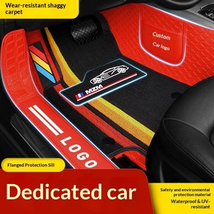 Tapis de sol de voiture en cuir intégral antidérapant résistant à l'usure respectueux de l'environnement avec logo imprimé et bande de couleur - Product Image 2