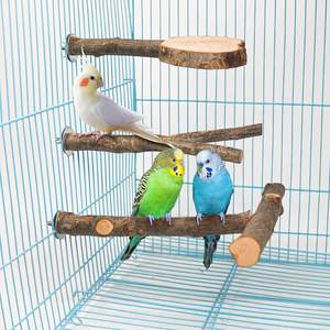 3 Stuks Natuurlijk Hout Vogel Zitstokken Vogelkooi Stands, Vogel Baars <span class=keywords><strong>Stand</strong></span> Speelgoed, Platform Papegaai Paw Slijpen Stokken Takken - Product Image 1