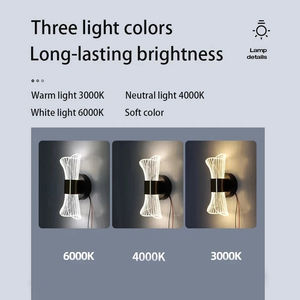 Lámpara de Pared Moderna de Lujo en Dorado y Negro, Lámpara de Pared LED Acrílica Creativa para Pasillo, Dormitorio, Cabecera, Decoración del Hogar - Product Image 3