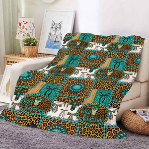 Manta <span class=keywords><strong>de</strong></span> Franela con Cruz Turquesa Cristiana, Estilo Vaquero Occidental, Jesús Cura, para Sofá o Cama, Regalo Navideño para Mujeres - Product Image 2