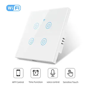 1/2/3gang sakelar pintar standar EU saklar kaca panel sentuh lampu dinding wifi tombol Tuya Alexa google Apple IOS Homekit