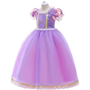 Vestido de Princesa con Cuello de Encaje Dorado y Estampado Floral para Niñas, Estilo Étnico de Verano - Product Image 2