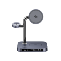 Nouvelle station de charge sans fil magnétique Qi2 25W 4 en 1, support de charge magnétique avec écran numérique pour iPhone, Airbuds et iWatch
